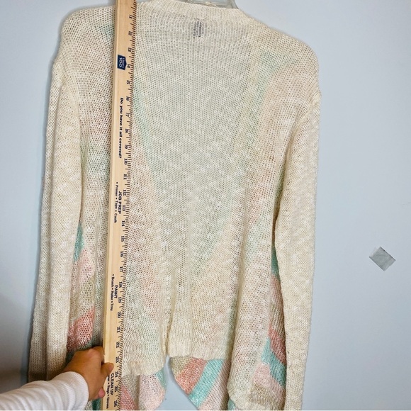 Hi-Lo Striped Open Front Waterfall Cardigan Knit Kimono - Picture 8 of 11